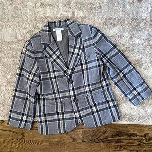 Janie and Jack Blue Gray Plaid Blazer